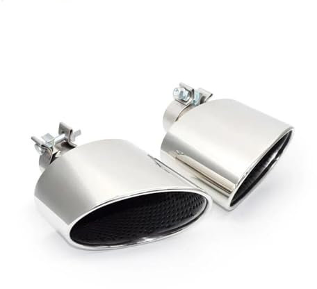 ZEEBQHKLW Für A-UDI A3 A4 A5 A6 A7 RS3 RS4 RS5 RS6 RS7 Ovales Auspuffendrohr Auspuffanlage Schalldämpfer Zubehör(Silver)