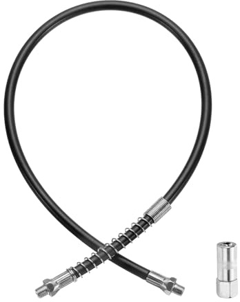 sourcing map Grease Gun Hose Kit 23.8 10000 PSI Spring Flex High Pressure Quick Release Grease with Grease Gun Coupler 1/8 NPT Threads for Grease Gun, Black