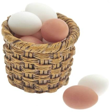 Rico Design Miniatur-Eierkorb mit 8 Eiern für die Welt der Wichtel