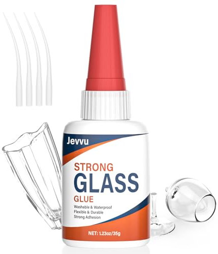 Jevvu Glass Glue, 35g Clear Super Glue for Glass Repair, Fast Bonding & Waterproof Acrylic Adhesive with Anti-Clog Cap, for Acrylic, Mirror, DIY, Jewelry, Glass