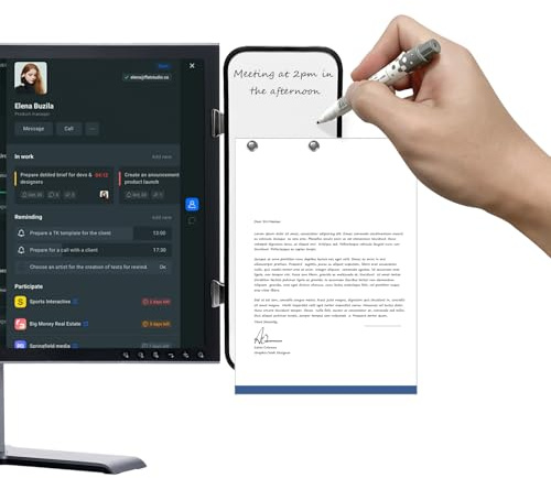 Removable Laptop and Monitor Memo Board,Dry Erase Whiteboard with Brackets, 4 Magnets and Marker,Document Holder for Typing, Paper Holder Stand, and Monitor Sticky Note Holder,Office Desk Accessories