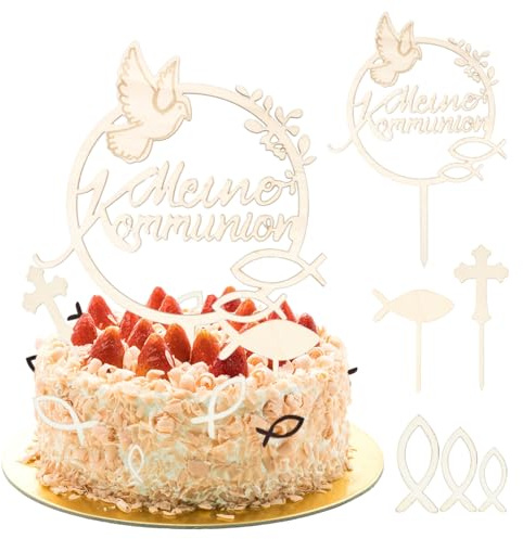 39 Pz Topper Prima Comunione per Torta, Cake Topper Torta Comunione Decorazione Bomboniere, La Mia Cresima Decorazioni per Prima Comuniones per Bambini e Bambine Bomboniere (A)