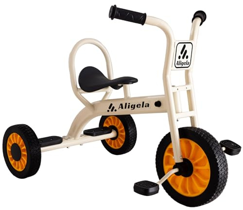 Aligela Dreirad ab 3 Jahre, Kindergartenfahrrad Kleinkinder für Kinder von 3 bis 8 Jahre, Kindergarten Kinderdreirad Lauflernhilfe, Geschenk für Kleinkinder von 3-5Jahren, Kita Dreiräder,Beige Weiß