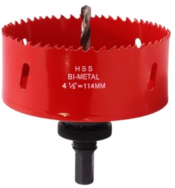 4.5 inch Hole Saw with Arbor for Metal Wood Plastic, 4-1/2(114mm) in Bimetal Hole Cutter for Different Project with Smooth and Flat Drilling Edge, Fast Chip Removal