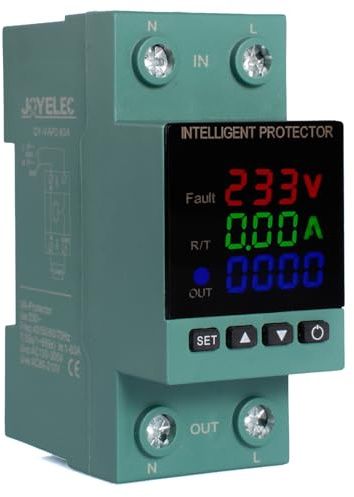 JOYELEC Compteur Électrique Monophasé, Fonction de réinitialisation,Consommation avec Écran LCD,10(60) A 230V affichage de la consommation d'énergie (Qy Vap2-63a(n))