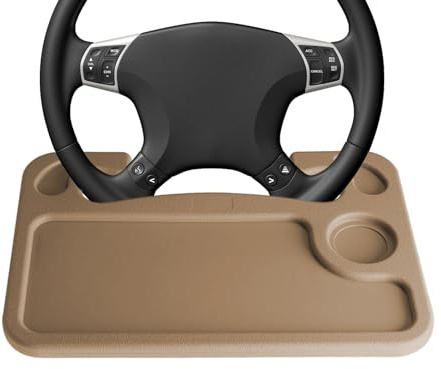 Tablett für Lenkrad – Schreibtisch für Lenkrad | Laptop-Halterung für Auto | schwarz | 2-in-1-Autozubehör, PE-Material, kompakt und praktisch zum Essen, Lernen, passt sich dem Fahrzeug an
