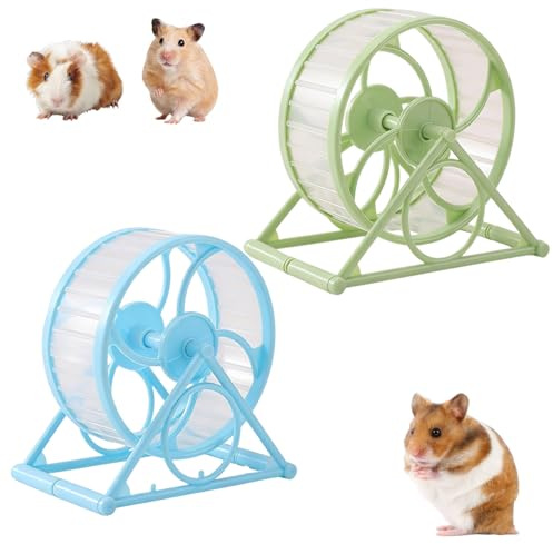 2 Pieces Syrian Hamster Wheel, Silent Hamster Wheel for Night Activity, Two Pet Exercise Wheels for Small Pets, Hamster Wheel with Quiet Operation for Peaceful Home Environment