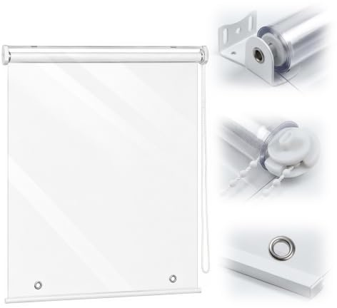 Tenda a Rullo Trasparente in PVC per Esterni, Resistente ai Raggi UV e Alla Pioggia per Porte Garage Patio Gazebo Verande, Disponibile Nelle Misure 40 80 110 140 160 190 210 220 cm(W100cm x H200cm)
