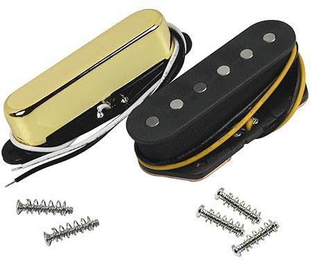 FLEOR Vintage Single Coil Pickups Set Golden Neck & Bridge Pickup (50mm/55mm) Aimant Alnico 5 pour pièces de guitare de Style TL TE