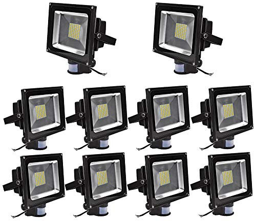 Greenmigo 10x 20W 30W 50W 80W SMD Fluter mit Bewegungsmelder LED Strahler Warmweiß warmweiss Licht IP65 Wasserdicht LED Lampe Wandleuchter Flulicht Flutbeleuchtung LED Gartenlampe Außenstahler