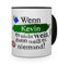 printplanet Tasse mit Namen Kevin - Layout: Wenn Kevin es Nicht weiß, dann weiß es niemand - Namenstasse, Kaffeebecher, Mug, Becher, Kaffee-Tasse - Farbe Schwarz