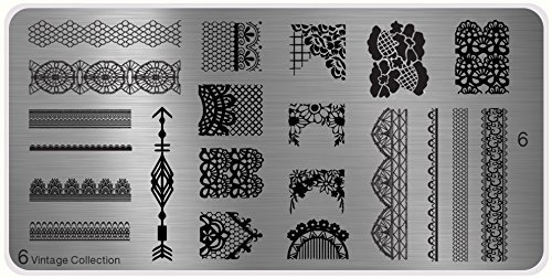 MoYou's XL Vintage 6 Stamping Schablone, Nail Art Stampling - Nagel Lack Stempel, Spitze Maniküre