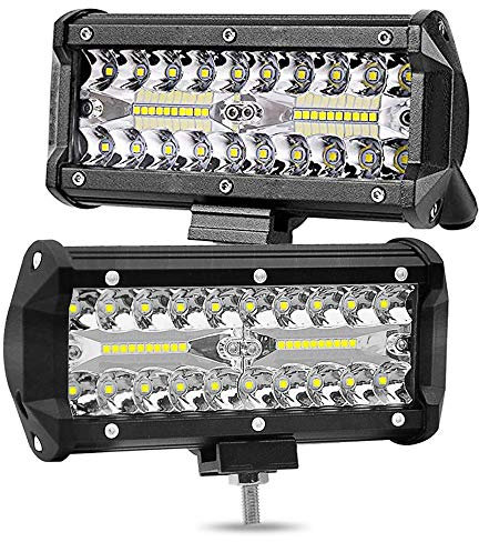 AUXTINGS luces LED para coche, 2 unidades 7 pulgadas 120W luces de trabajo proyectoras LED IP67, luces antiniebla impermeables luz de trabajo para vehículos barcos SUV camiones 4x4 ATV,12V 24V