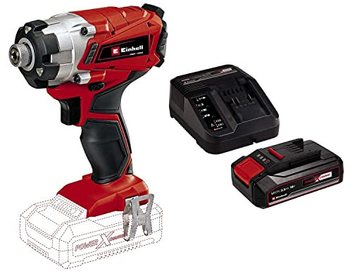 Einhell Power X-Change 140Nm Cordless Impact Driver With Battery And Charger - 18V, 2300 RPM, 1/4 Hex Bit Mount, LED Light - TE-CI 18/1 Li Battery Powered Impact Drill Set