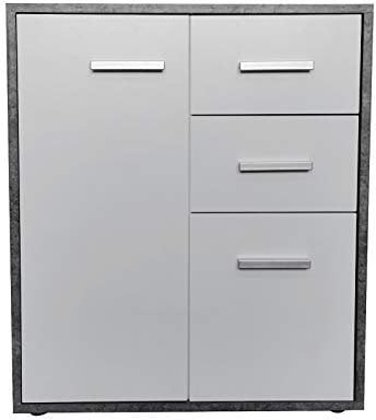 HTI-Line Kommode Nina mit Zwei Schubladen Anrichte Sideboard Schrank Beton Weiß