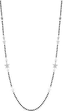 Xinyixin Collana con Filo a Forma di Stella per Donna, Collana a Catena Lunga in Acciaio Inossidabile Placcato Argento Oro Rosa con Cristallo Nero