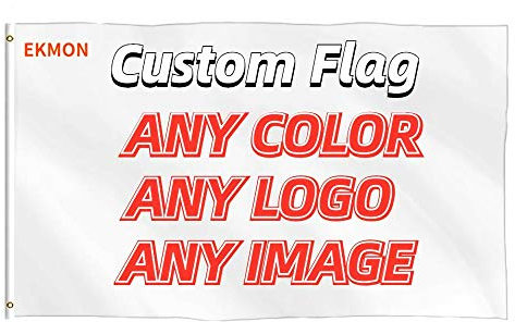 EKMON Personalised Flags Single Side Custom Flag 3x5 Foot Customized Flags Banners - Print Your Own Logo/Design/Words Vivid Color-192x128cm/6.29x4.19 FT