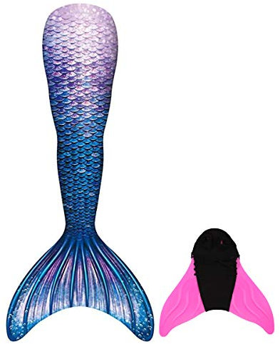 DNFUN Queue de sirène Enfant pour Nager avec Monopalme, Queue de sirène de garçons Filles Adultes avec aileron