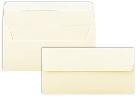75 Brief-Umschläge DIN Lang - Vanille (Creme) - 110 g/m² - 11 x 22 cm - sehr formstabil - Haftklebung - Qualitätsmarke: FarbenFroh by GUSTAV NEUSER