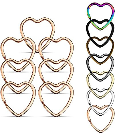 KEYU® Schlüsselringe in Herzform Herz Schlüsselanhänger für Paare Rosé Gold Silber Schwarz Schlüsselanhänger Herz (7, Rosé)