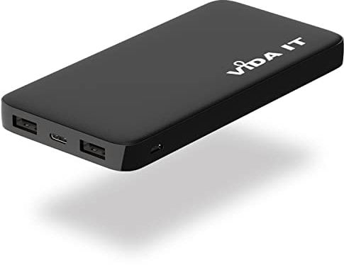 Vida IT vDuo 10000mAh Power Bank USB Battery Pack for Heated Vest Jacket Gilet 5V 2A Long Lasting Backup Portable Charger for iPhone Google Pixel Android Mobile Phone Tablet PC, Rechargeable Type-C