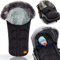 Fillikid Winterfußsack LHOTSE mit Coral - Fleece/Kinder Baby Fußsack universal für Kinderwagen Autositz Gr. 0 und Babyschalen/Atmungsaktiv / 0-10 Monate/Winter Mumienform, Schwarz