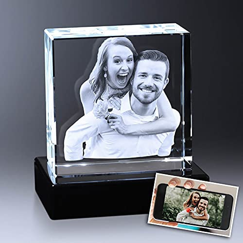 Foto de Cristal 3D Personalizada Con Marco, Grabada Con Láser - El Mejor Regalo Memorable para Conmemoraciones, Bodas y Cumpleaños