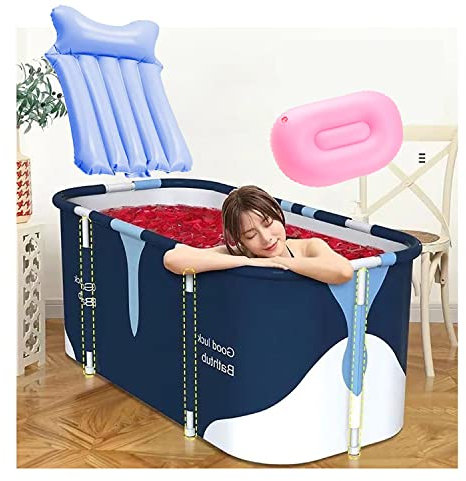 yanhe Baignoire pliable portable, 120 cm x 60 cm x 55 cm, baignoire pliable pour adulte + dossier gonflable + coussin de siège gonflable, baignoire portable, autoportante en plastique épais pour
