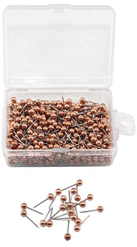 500Pcs Novelty Cute Push Pin World Travel Map Pinboard Round Head Thumb Map Tacks Push Pins Small Size Rose Gold School Office Supplies