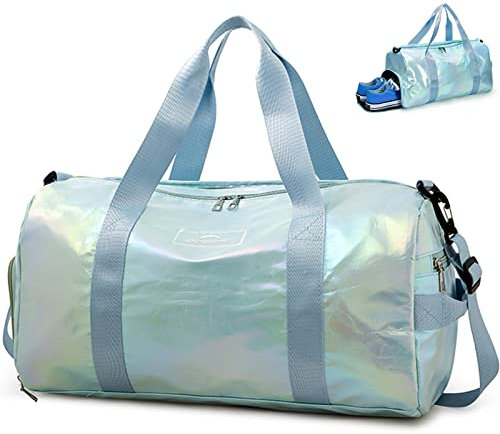 ZIOSINM Sporttasche Damen Fitnessstudio Klein Wasserdicht Sporttasche mit Schuhfach und Nassfach Weekender Reisetasche Gym Bag Damen Mädchen (blau)