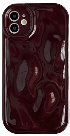 Caseative for iPhone 11 Case, Wine Red | Water Ripple Wave Meteorite Bubble Pattern Chrome Plating Soft
