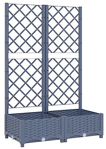 Jardinière avec treillis bleu gris 80x40x121,5 cm PP