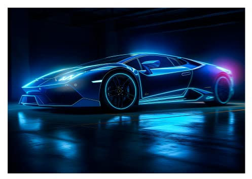 WallArena - Papier peint photo non tissé pour chambre d'enfant - 208 x 146 cm - Voiture de sport - Garçon - Pour enfants garçons - Papier peint non tissé - Effet 3D