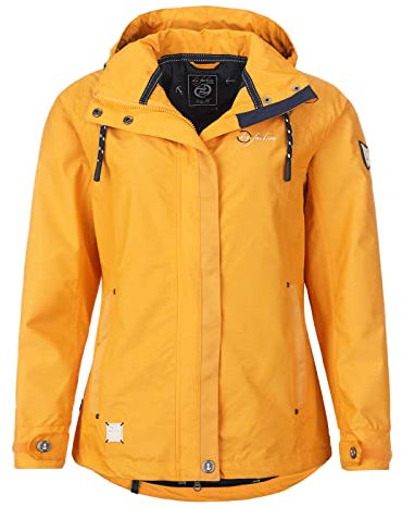 Dry Fashion Damen Funktionsjacke Greetsiel - Outdoor Jacke Damen Reißverschluss Jacke Atmungsaktiv Winddicht Wasserdicht in Gelb Melange Größe 44