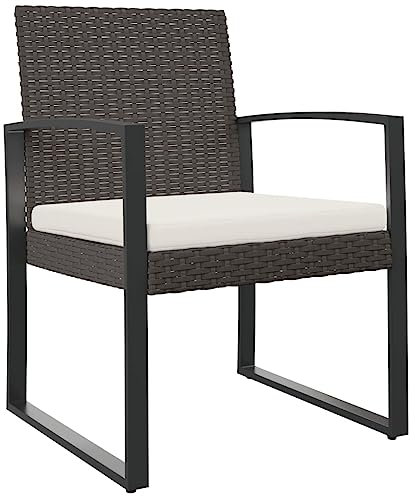 vidaXL Garten Esszimmerstuhl 2 STK., Gartenstuhl mit Kissen, Rattanstuhl Stuhl mit Armlehnen, Balkonstuhl Gartenmöbel, Braun PP-Rattan