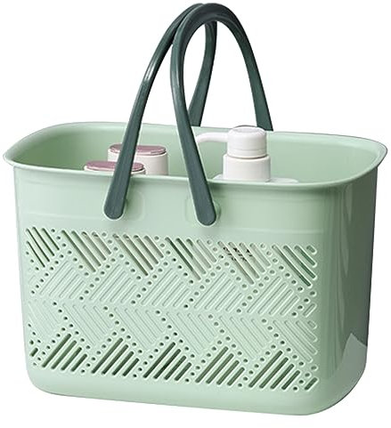 Panier De Douche Portable Paniers De Rangement pour Salle De Bain Hallow-Out Panier De Douche Drainage Panier De Douche en Plastique Antidérapant avec Poignée Bouche Ouverte Panier De Douche Dortoir
