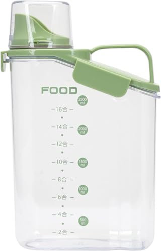 Practical Food Plastic Airtight Dry Food Cereal Storage Containers - Food Grade and BPA Free - Flour, Cornflakes, Cereal, Rice, Lentils, Sugar, Coffee, Pet Food (2.8L - Green)