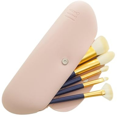 STAWINM Silicone Makeup Brush Holder, Travel Makeup Brush Holder Silicon Trendy and Portable Cosmetic Face with Closure, for Brushes, Small Skincare, and Makeup Essentials (Khaki)