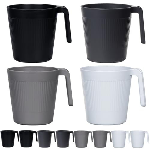 Greentainer Unbreakable Lightweight Drinking Cups, Coffee Mugs with Handle, Set of 8, Drinking Cups for Adults,Water Milk Tea Tumblers, Dishwasher and Microwave Safe(Dawn)