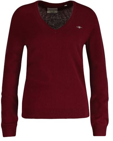 GANT Damen Extrafine Lambswool V-Neck Pullover, PLUMPED RED, 42