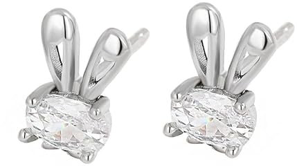 Fajewellery Mädchen Ohrringe 925 Sterling Silver Klein Kaninchenohren Ohrstecker mit Zirkon Ohrringe für Frauen Mädchen