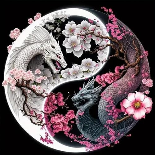Mupmod Kit de peinture diamant dragon Taichi pour adultes - Kit de peinture diamant 5D à faire soi-même pour décoration murale d'intérieur - 30,5 x 30,5 cm