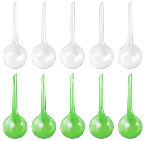 Keboyoe 10 Piezas Bolas de Riego para Plantas Pequeñas Globos de Riego para Macetas Bombillas Auto Riego para Plantas Globos de Riego para Plantas Interior y Exterior PVC 5 * 13cm