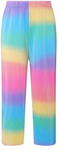 TiaoBug Mädchen Pumphose Haremshose Blumenmuster gedruckt Lässig Lange Hose Hohe Taille und Taschen und Dehnbund Bunt Q 146-152