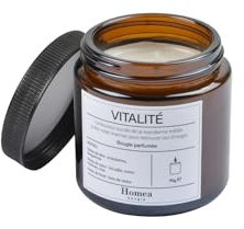 Homéa, Kerze im Glas mit Deckel, Durchmesser 6,3 x Höhe 7 cm, modern, Apotheker, Duft Vitalite