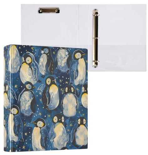 Viele schöne Pinguin-Ordner mit 3 Ringen, mit Klemmbrett, Aktenordner für Büro, Schule, mit Tasche