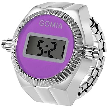 OIDEA Unisex Elastisch Ringuhr Uhrenring: Herren Damen Fingeruhr Gold Silber Fingerband mit digital Zirfferblatt Ring Uhr Geschenk für Freund Familie