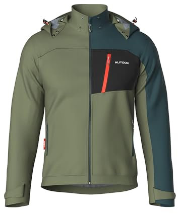 KUTOOK Veste Softshell Randonnée Hommes d'hiver Imperméable Coupe-vent Veste Polaire Cyclisme Homme Veste de Sport en Plein Air GN-3XL