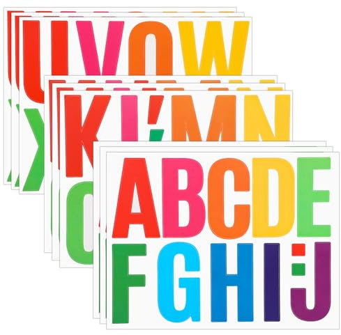 Molain 9 Blatt Buchstaben Aufkleber Groß, 102 Stück Buchstaben Sticker Klebebuchstaben Buchstaben zum Aufkleben 10cm Große Buchstaben Sticker für Briefkasten Postertafeln(Farbe)