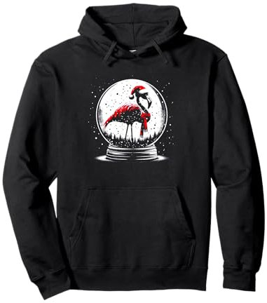 Boule de neige de Noël flamant rose – Père Noël amateur de Noël vintage Sweat à Capuche